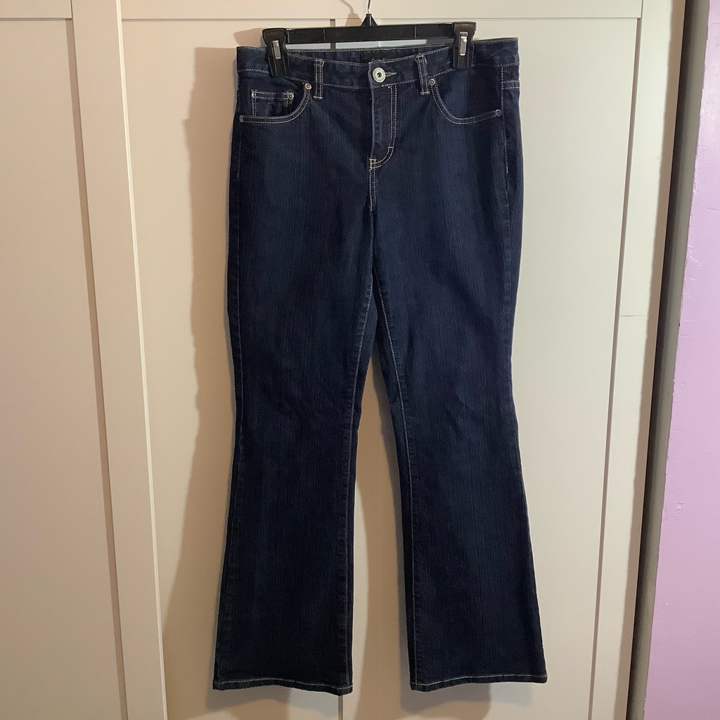 Calvin Klein Jeans Size 10 Stretch Flare Leg Slim Fit Dark Blue